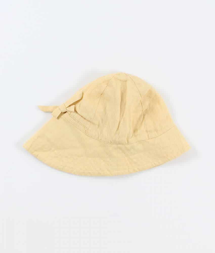 Žlutý lněný klobouček (44-46 cm)